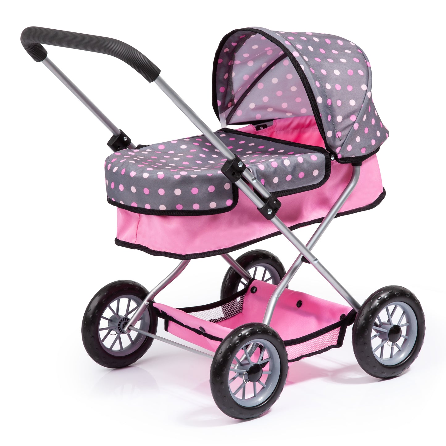 Bayer Smarty Dolls Pram - Pink & Grey