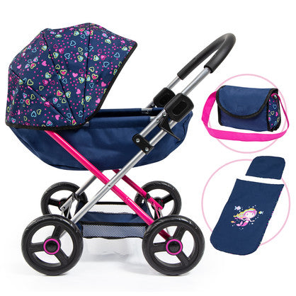 Bayer Cosy Dolls Pram - Navy Mermaid