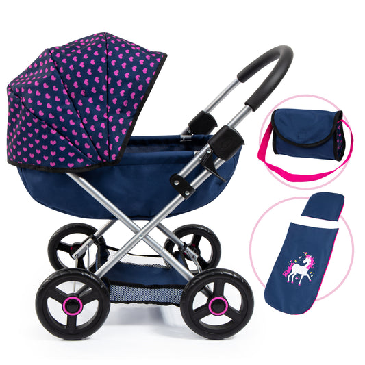 Bayer Cosy Dolls Pram - Navy Unicorn