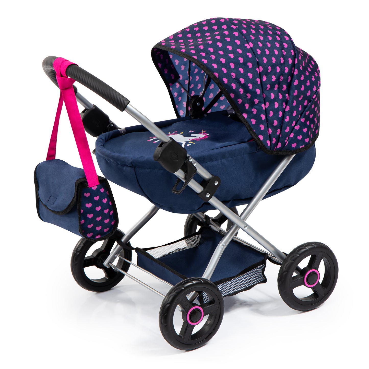 Bayer Cosy Dolls Pram - Navy Unicorn