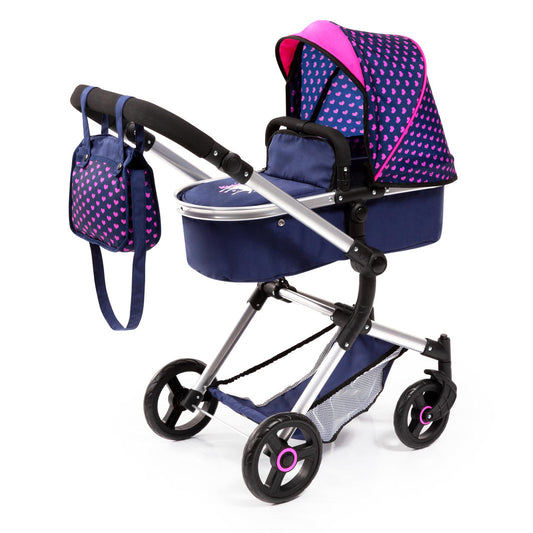 Bayer Neo Vario Combi Dolls Pram - Navy & Pink