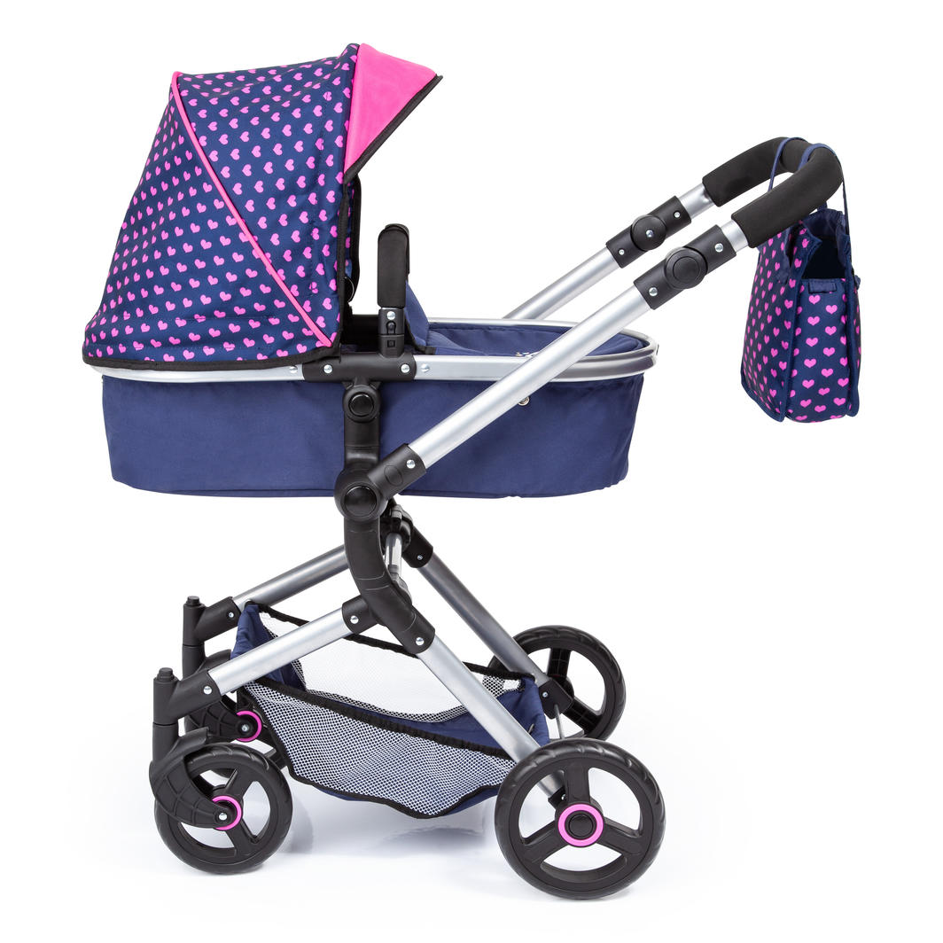 Bayer Neo Vario Combi Dolls Pram - Navy & Pink