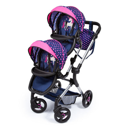 Bayer Twin Dolls Pram - Navy MEGA DEAL
