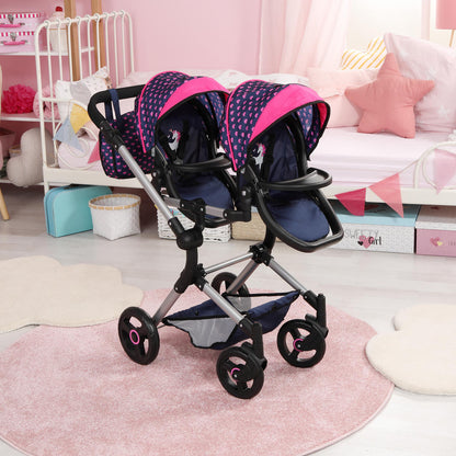 Bayer Twin Dolls Pram - Navy MEGA DEAL