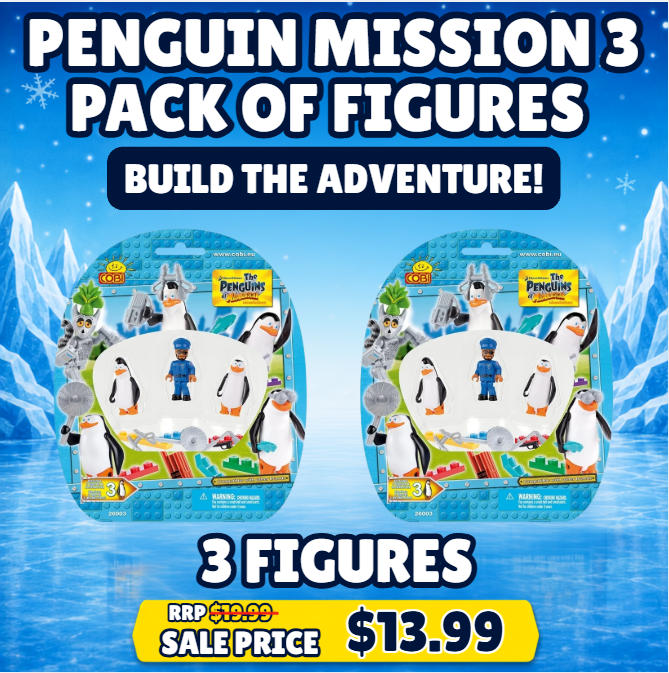 Penguin Mission 3 Pack of figures and accessories - Cobi Penguins
