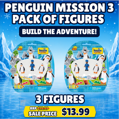 Penguin Mission 3 Pack of figures and accessories - Cobi Penguins